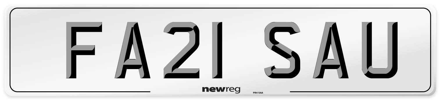 FA21 SAU Number Plate from New Reg